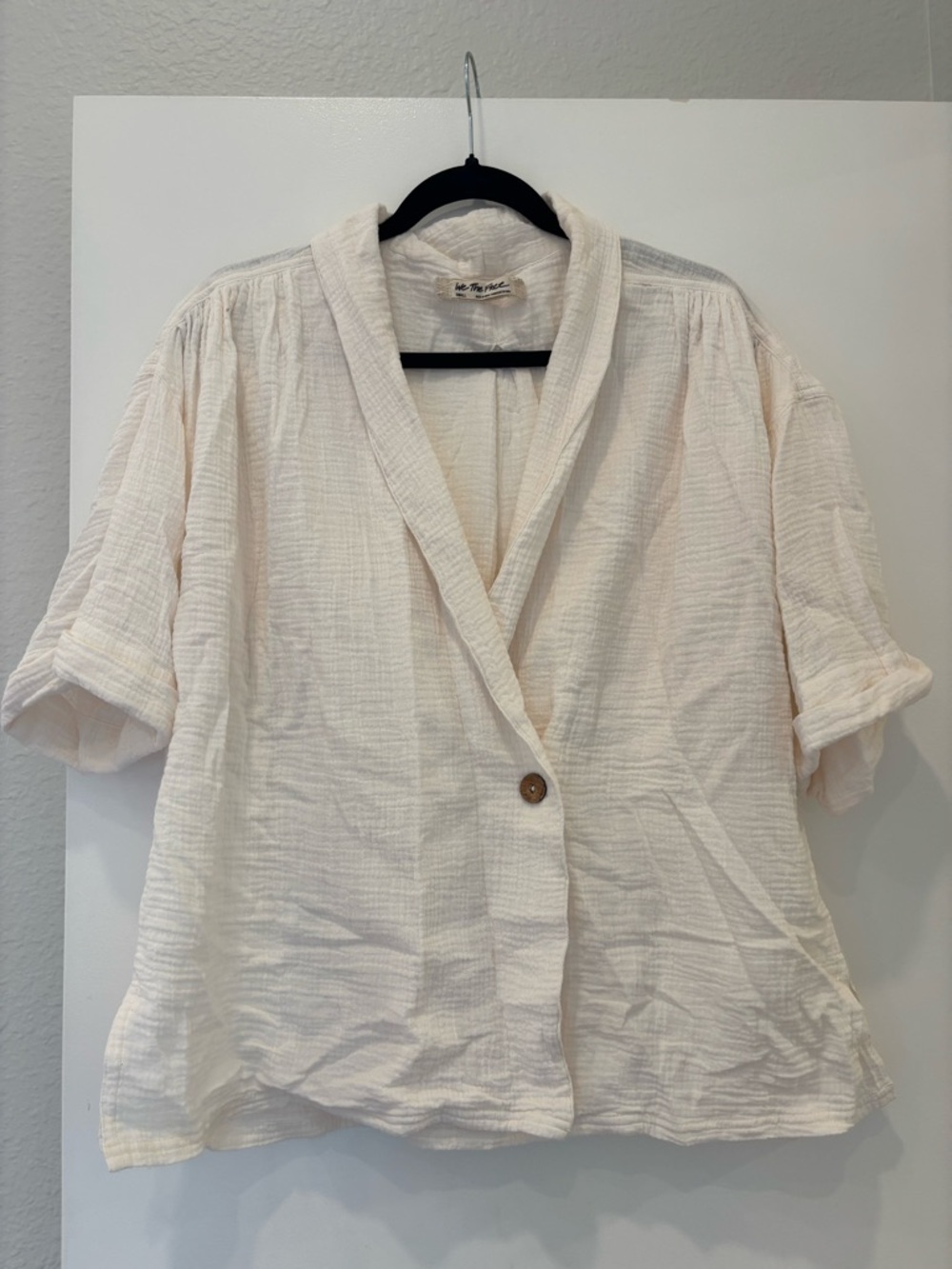 Free People Lou Blazer Button-Front Shawl Blouse Wrap boho chic gypsy hippie